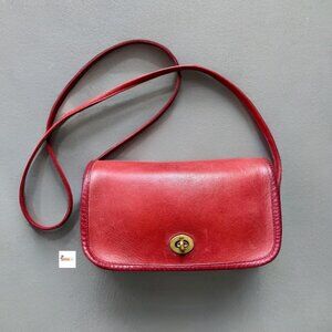 Vintage Coach Red Leather NYC Dinky Crossbody Bag 6824